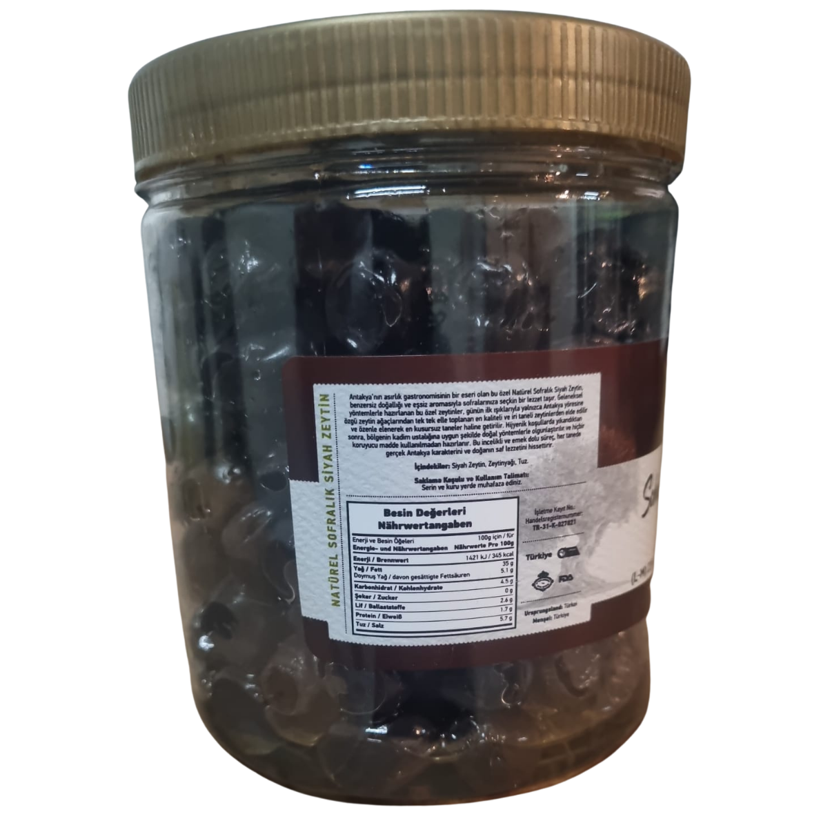 Zwarte Olijven Antik Dag Naturel: Uit het hart van Antakya op uw tafel (700g)