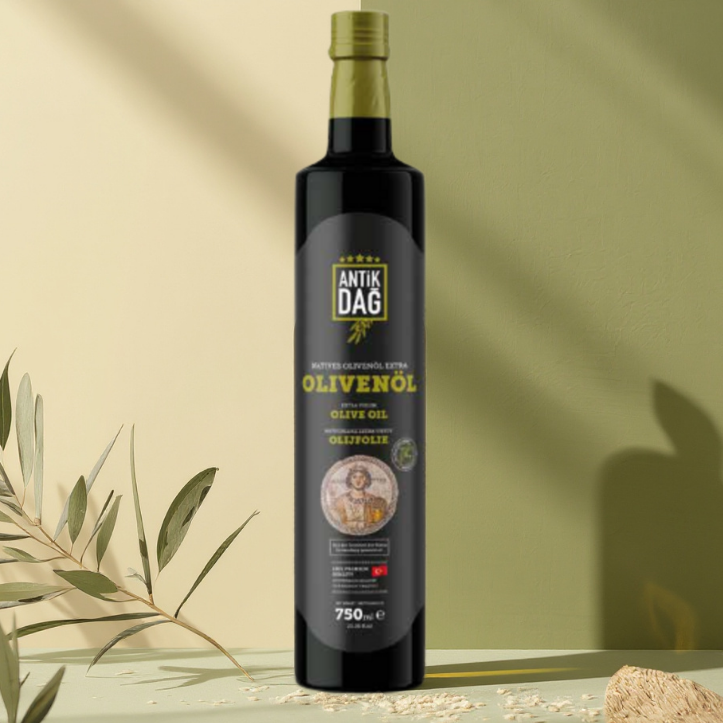 Antikdag Extra Vierge Olijfolie – 750 ml Donkere Glazen Fles