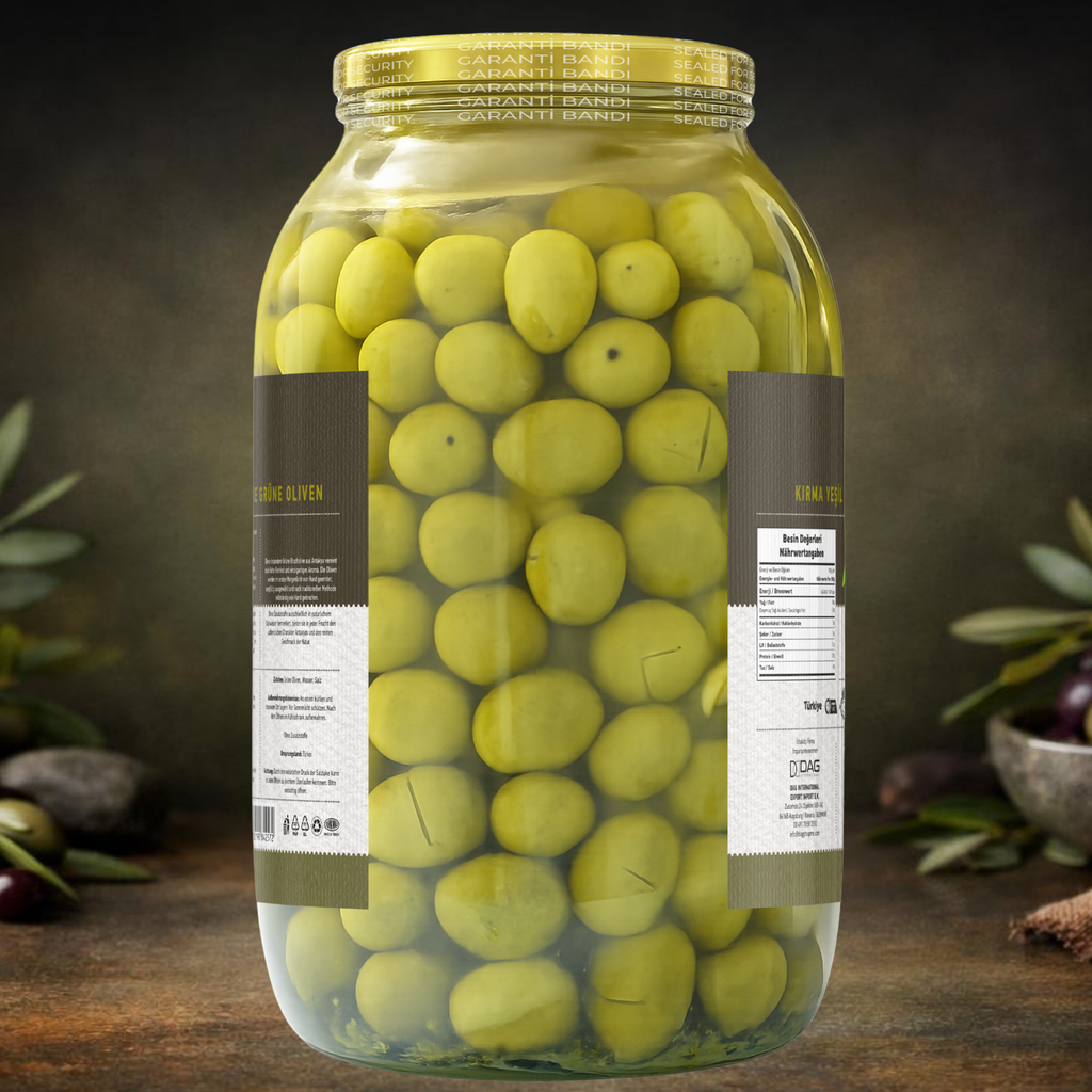 Authentieke Gebroken Groene Olijven uit Antiochia – Handgeplukt & Natuurlijk Gefermenteerd – 3.100g (Uitlekgewicht 1.600g)