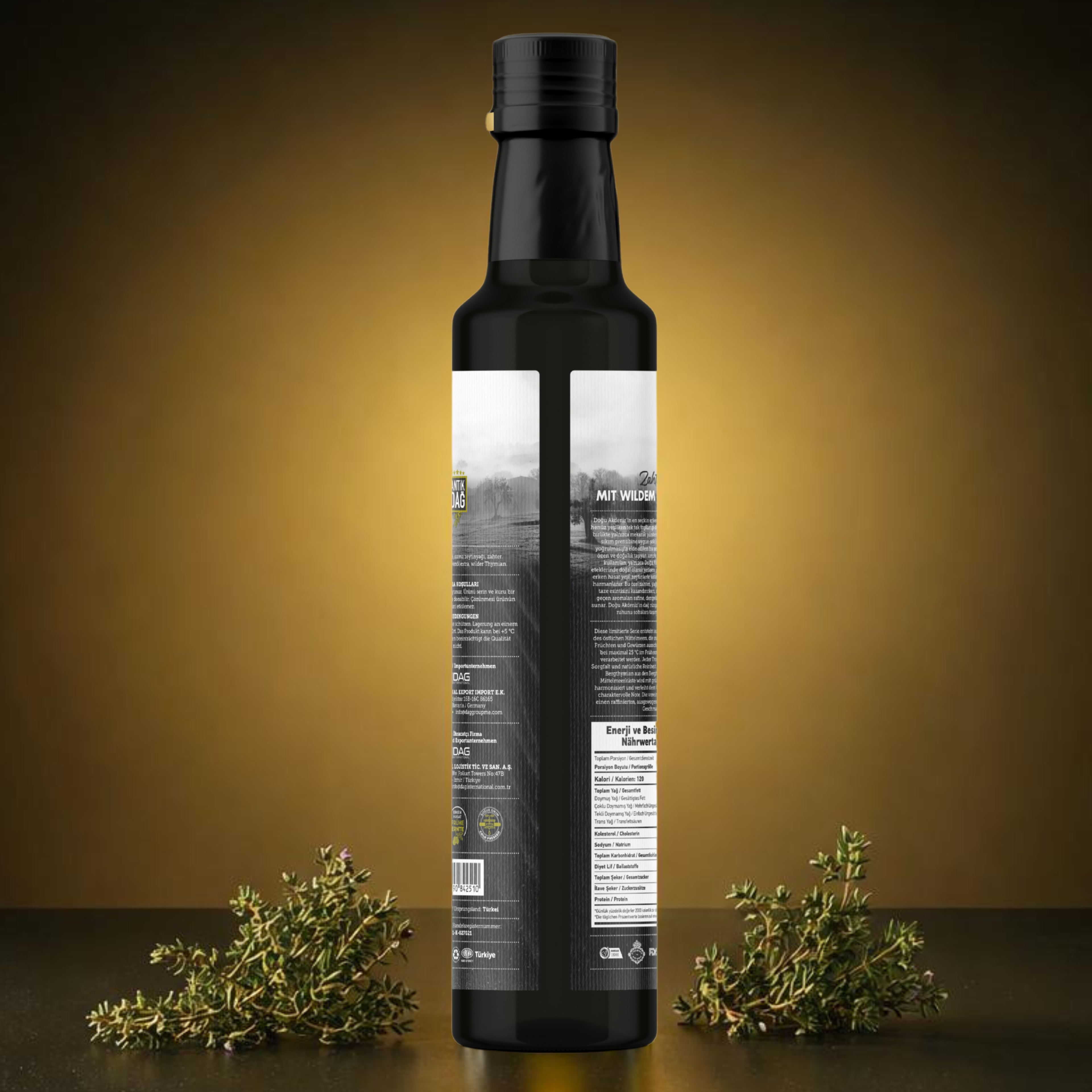 Exclusieve Zahter Olijfolie uit Antiochia – Vroege Oogst & Koudgeperst met Wilde Bergthymian – 250ml