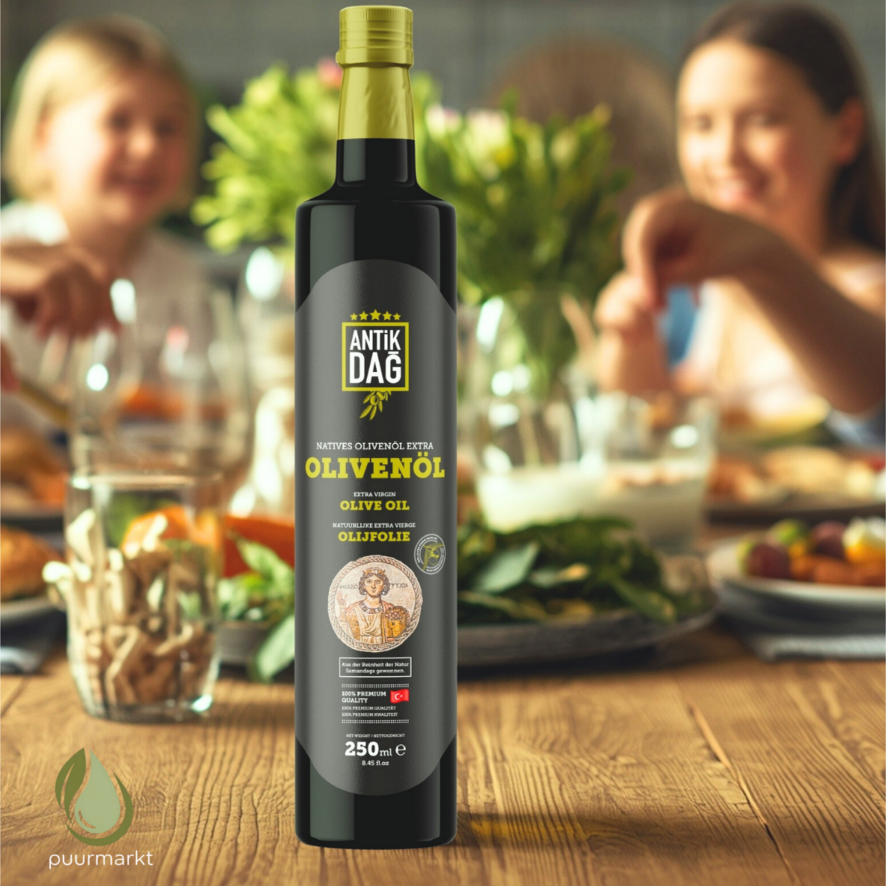 Antikdag Extra Vierge Olijfolie – 750 ml Donkere Glazen Fles